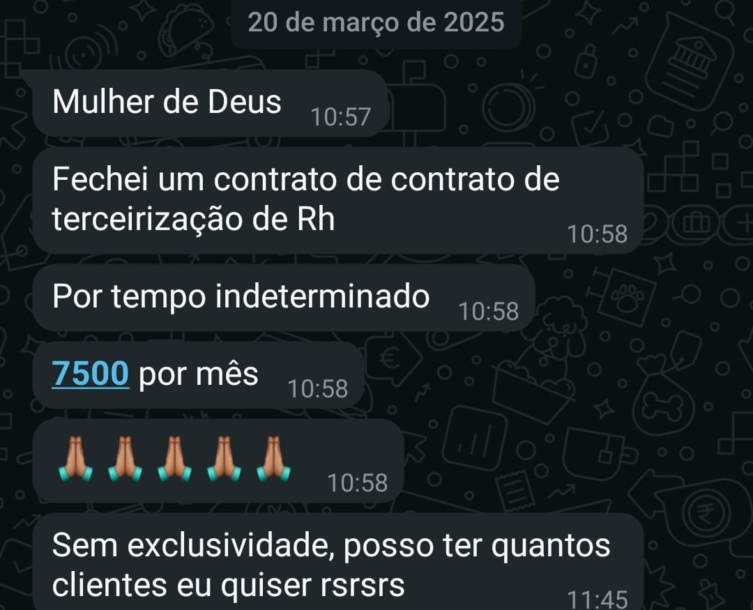 Relato sobre contrato mensal de consultoria em RH