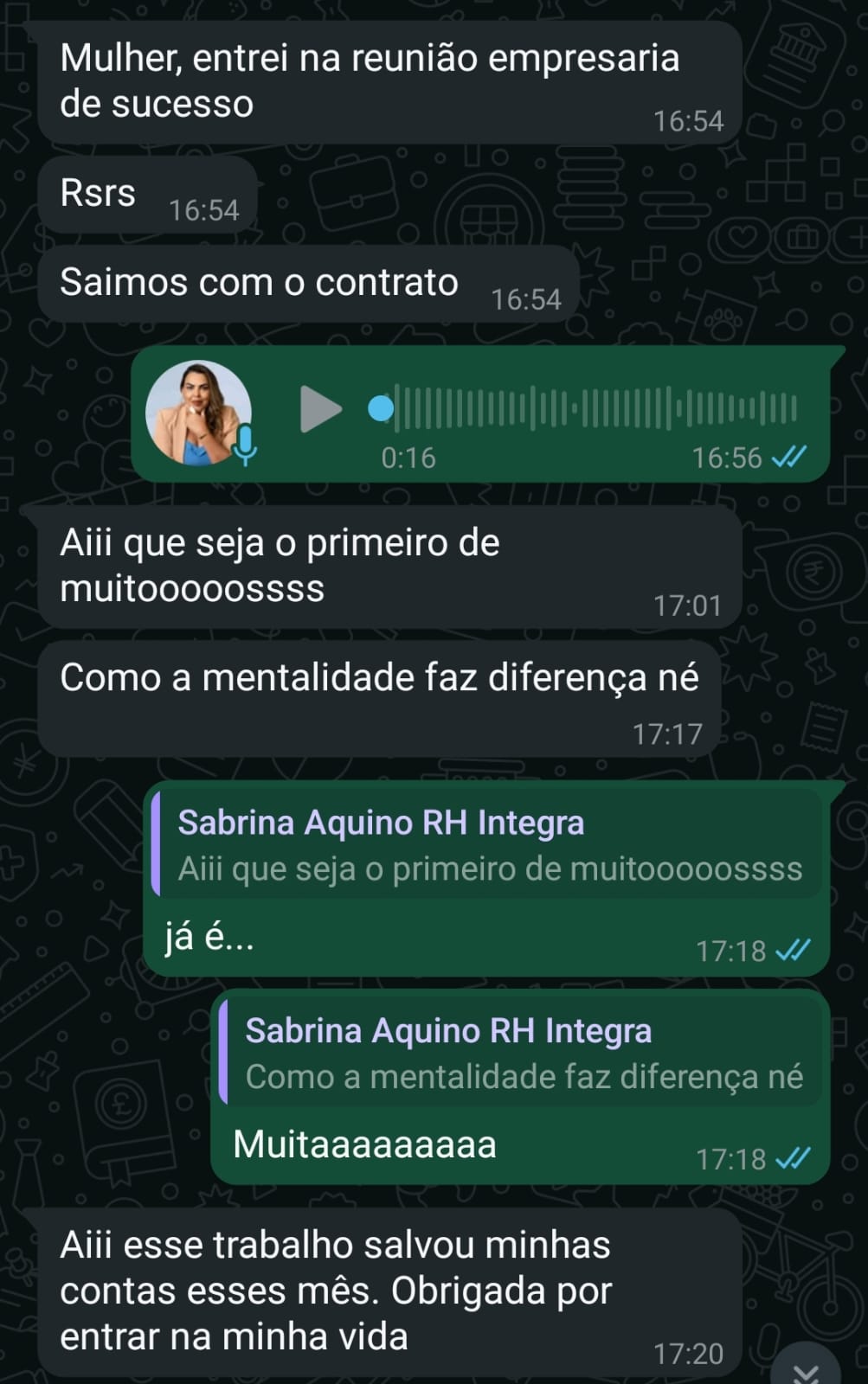 Relato sobre conquista do primeiro contrato